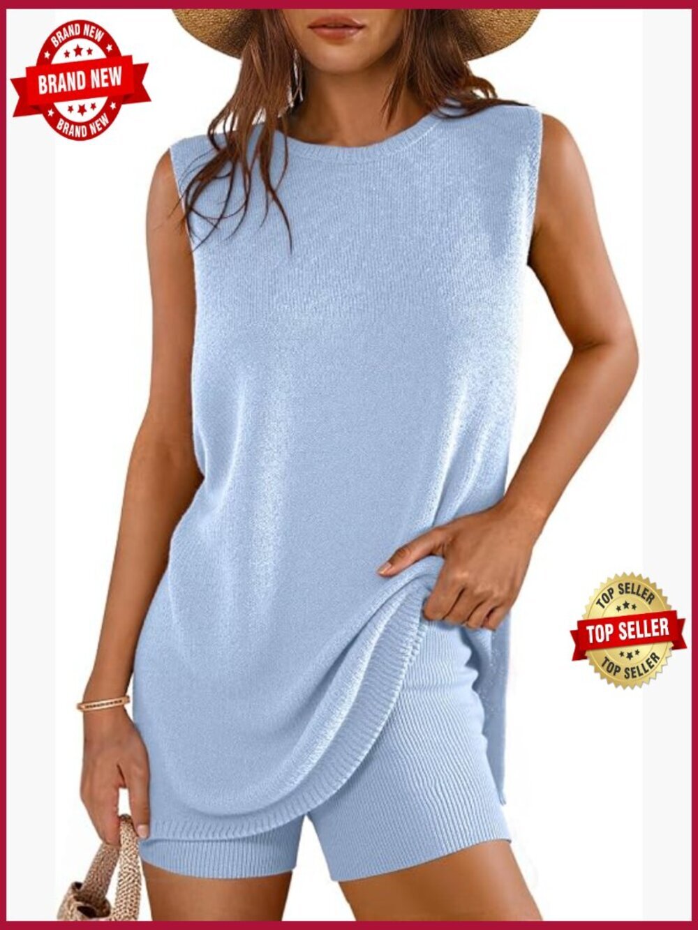 Women's 2 Piece Short Set Sweater Knit Beach Travel Outfits